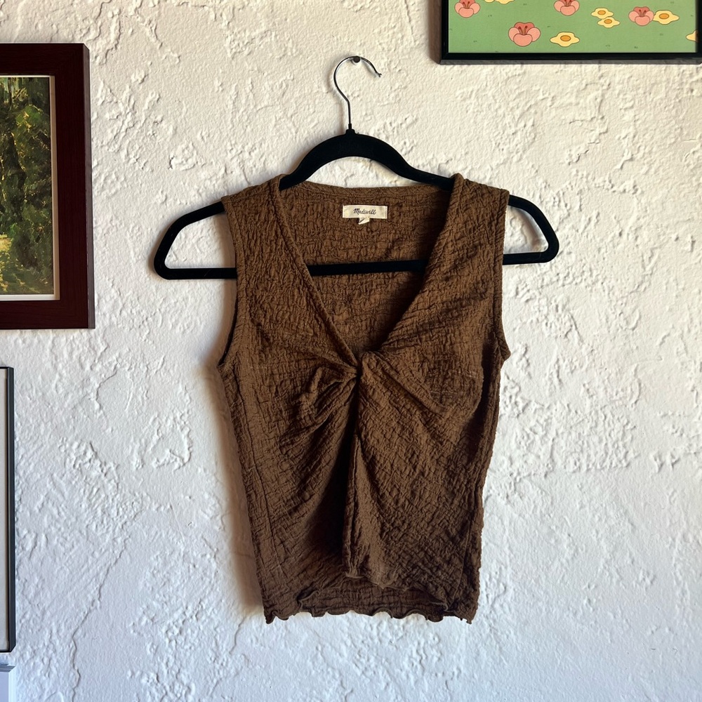Madewell Brown Smocked Tank Top